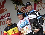 Le podium final de l'Eneco-Tour 2011: Gilbert, Boasson Hagen, Millar